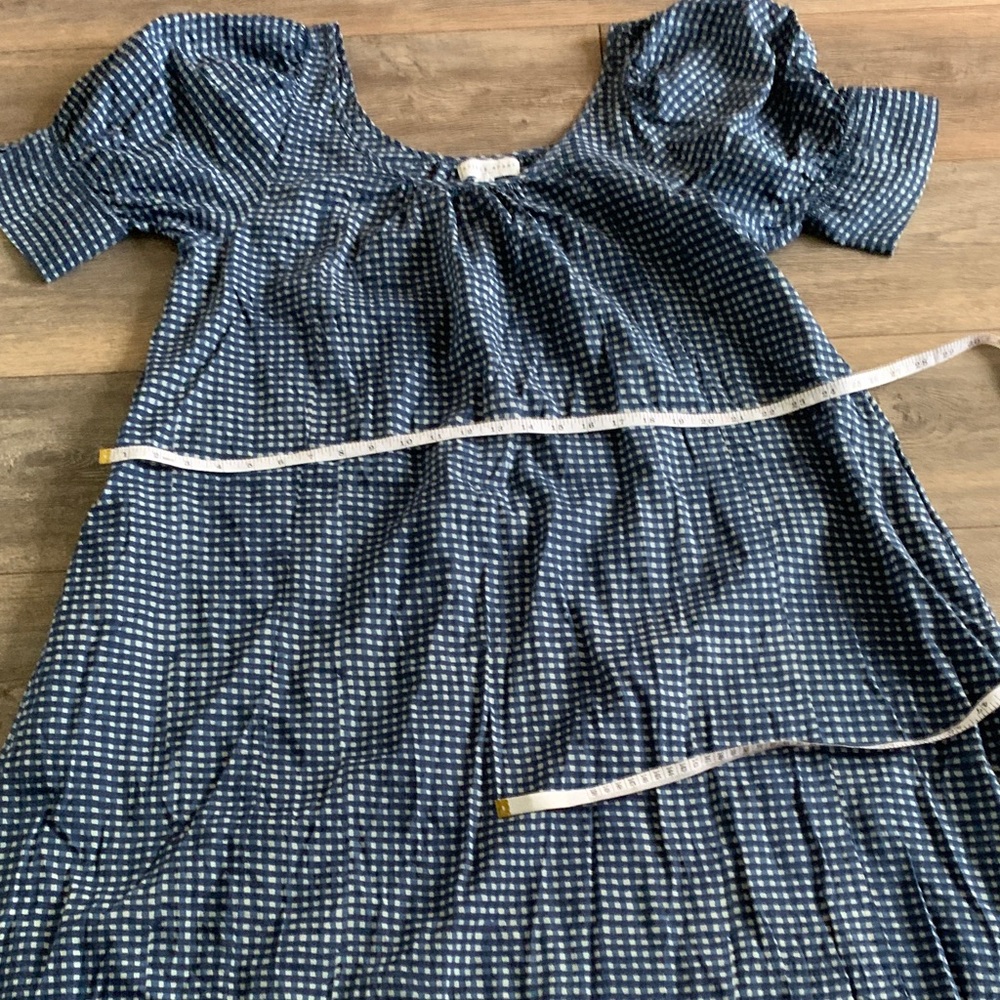 Apiece Apart Navy Checkered Long Sleeve Dress - Picture 5 of 8